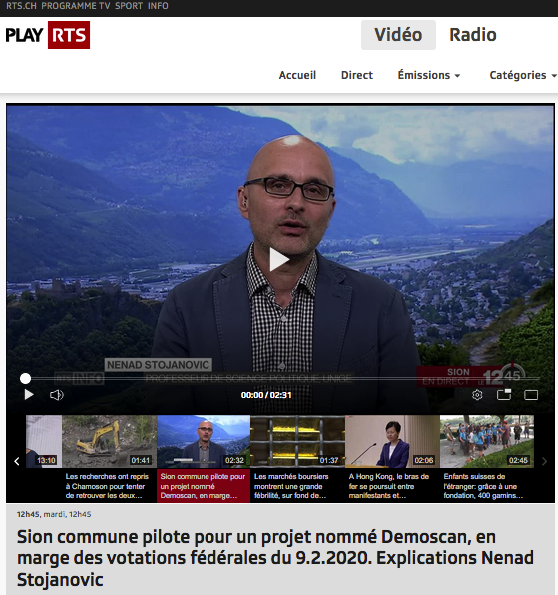 « Sion commune pilote pour un projet nommé Demoscan, en marge des votations fédérales du 9.2.2020. Explications Nenad Stojanovic »